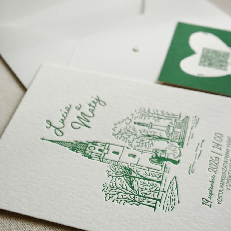 Detail letterpressového tisku vtlačeného do bavlněného papíru